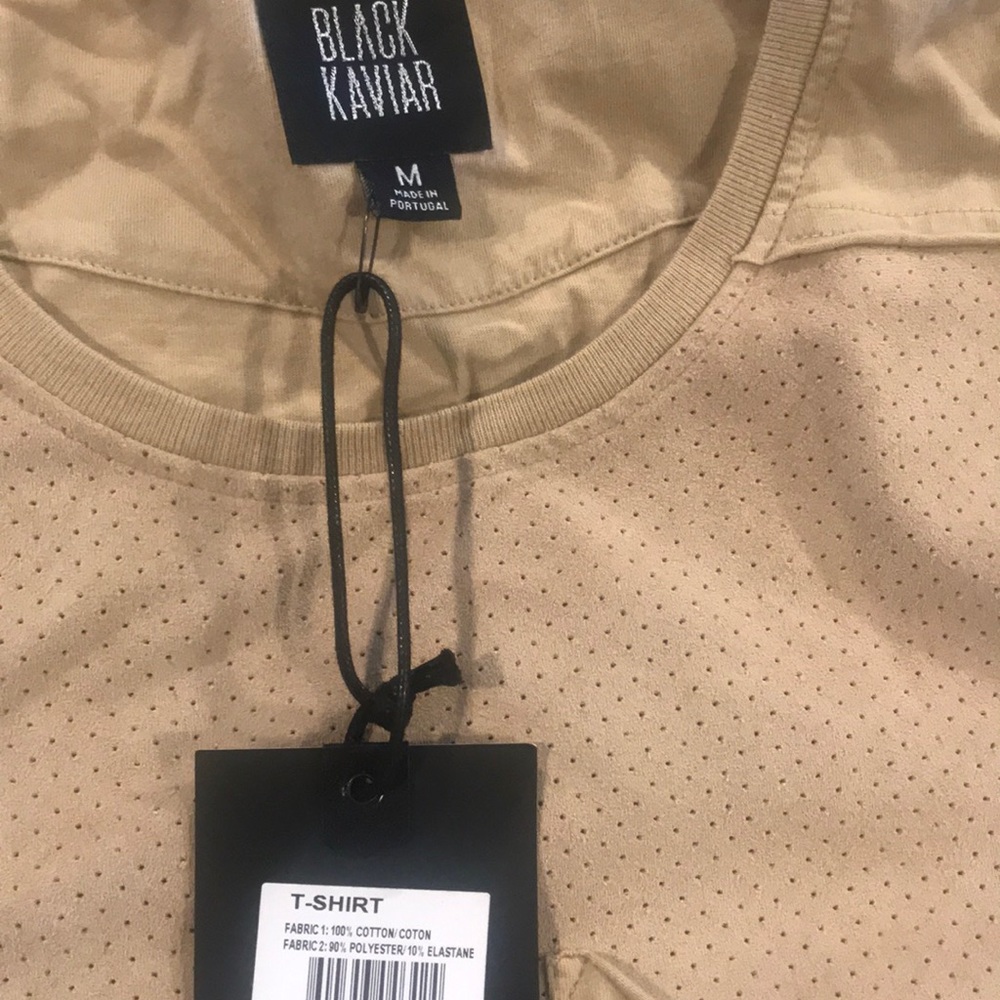 Tan Suede black caviar size medium short sleeve